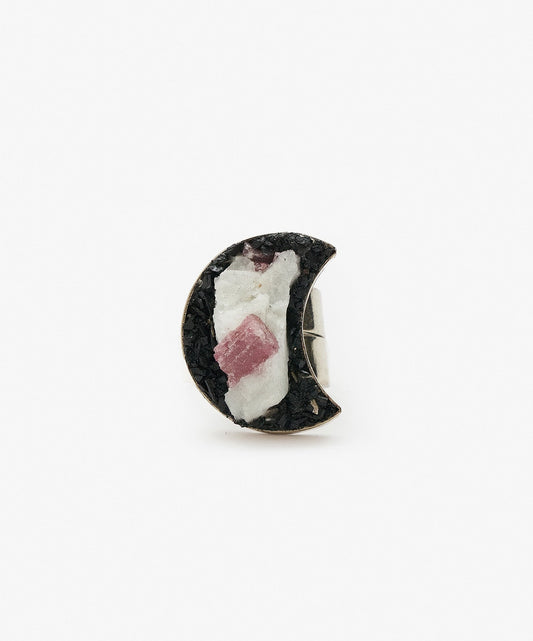 ANILLO GEOMETRICO LUNA DE TURMALINA ROSA