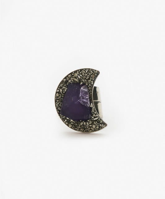 ANILLO GEOMETRICO LUNA DE PUNTA DE AMATISTA