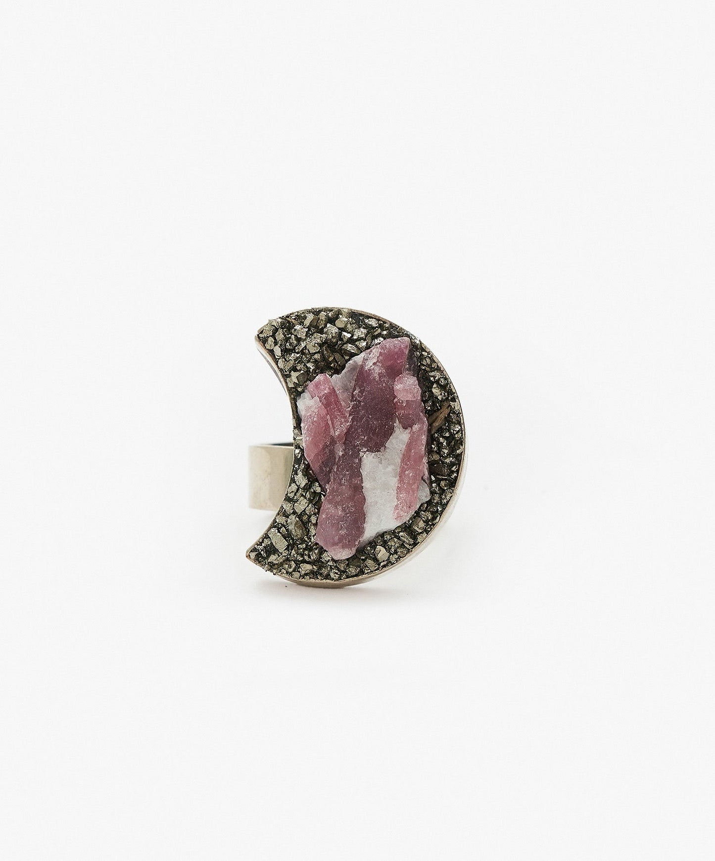 ANILLO GEOMETRICO LUNA DE TURMALINA ROSA