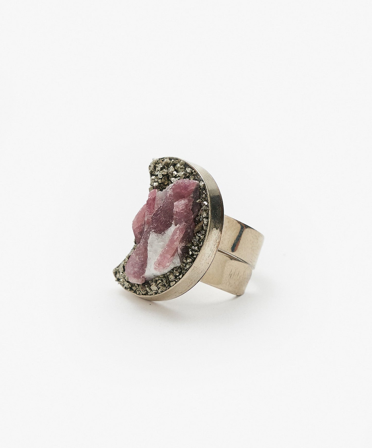ANILLO GEOMETRICO LUNA DE TURMALINA ROSA