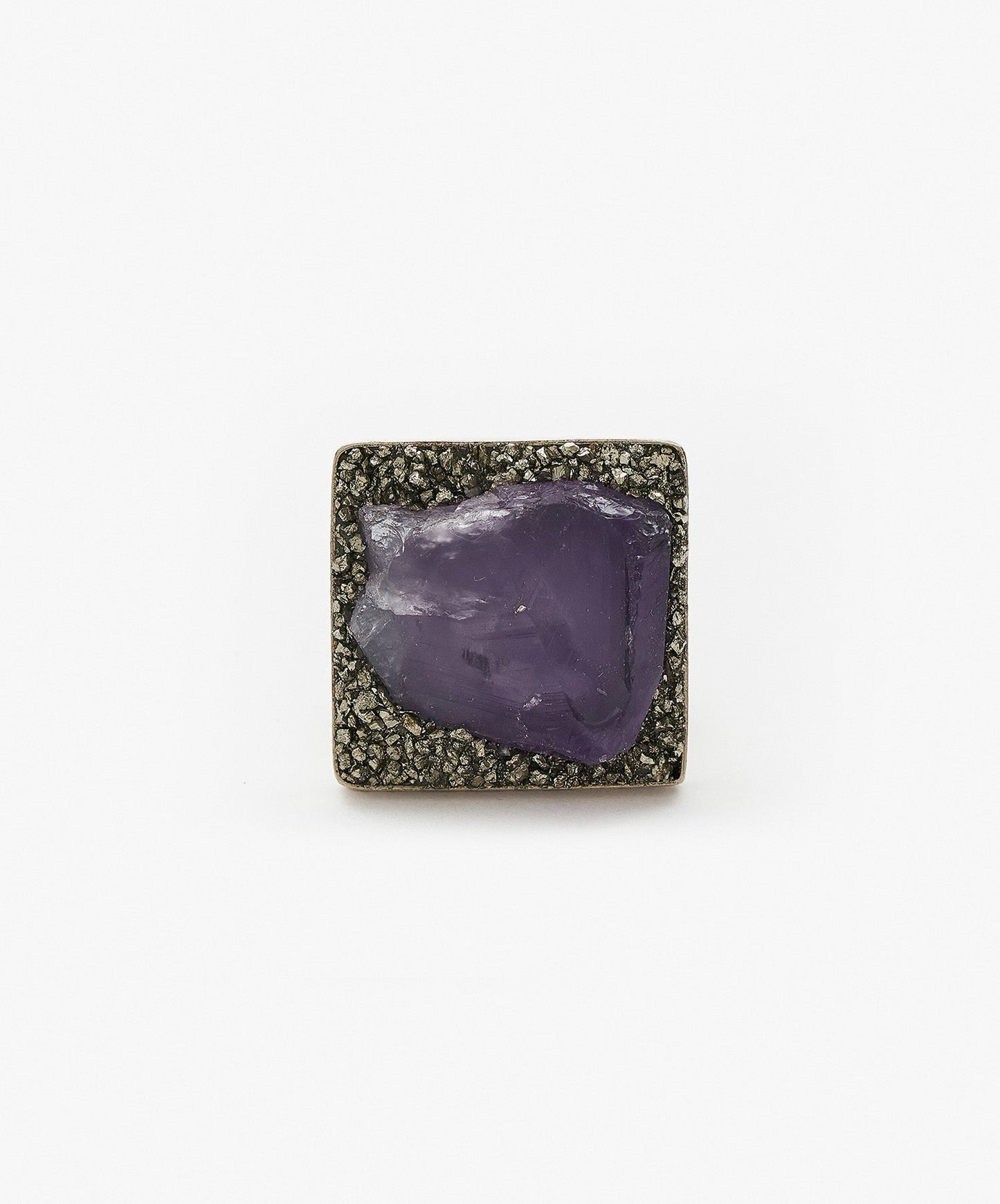 ANILLO GEOMETRICO CUADRADO DE PUNTA DE AMATISTA