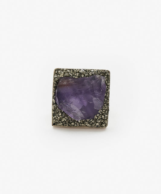 ANILLO GEOMETRICO CUADRADO DE AMATISTA