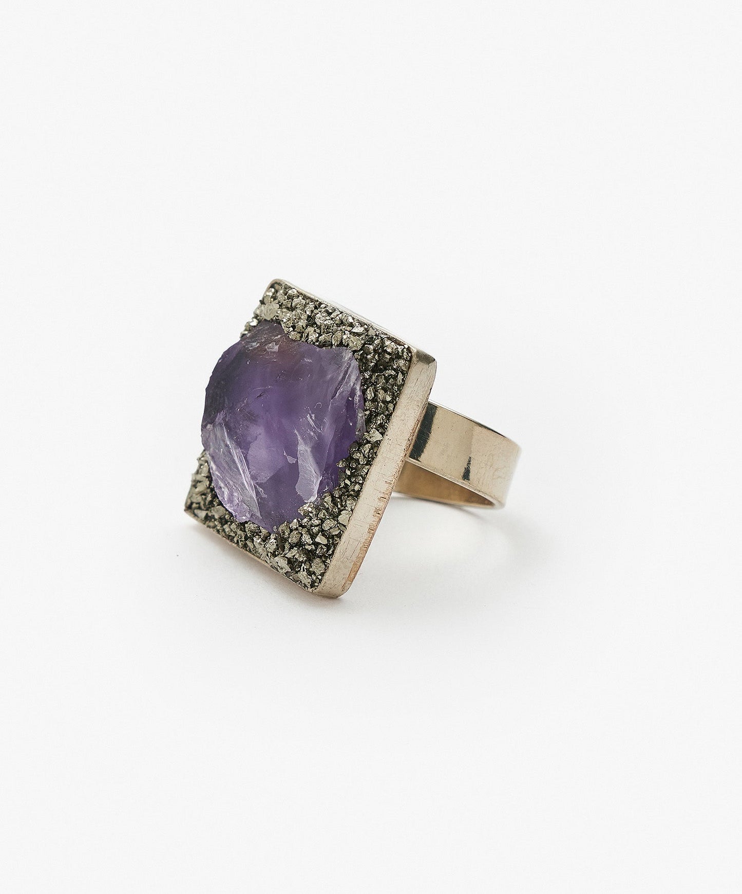 ANILLO GEOMETRICO CUADRADO DE AMATISTA