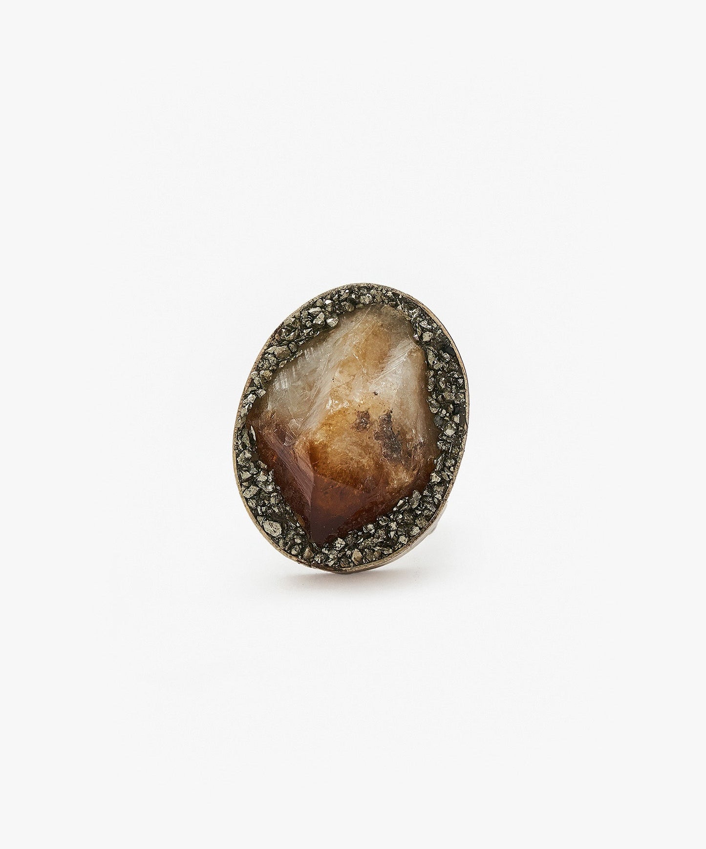 ANILLO GEOMETRICO OVALO DE PUNTA DE CITRINO