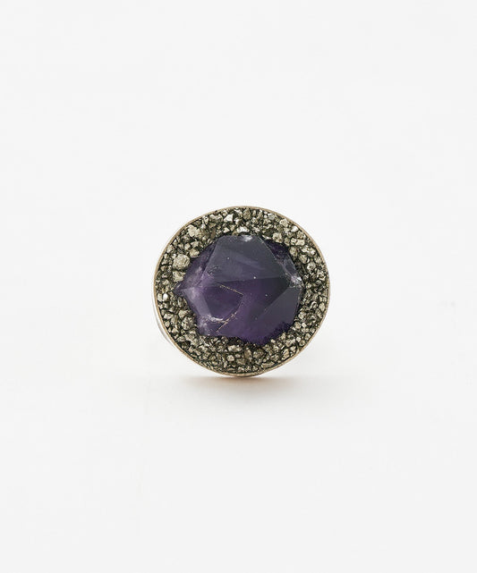 ANILLO GEOMETRICO CIRCULO DE PUNTA DE AMATISTA