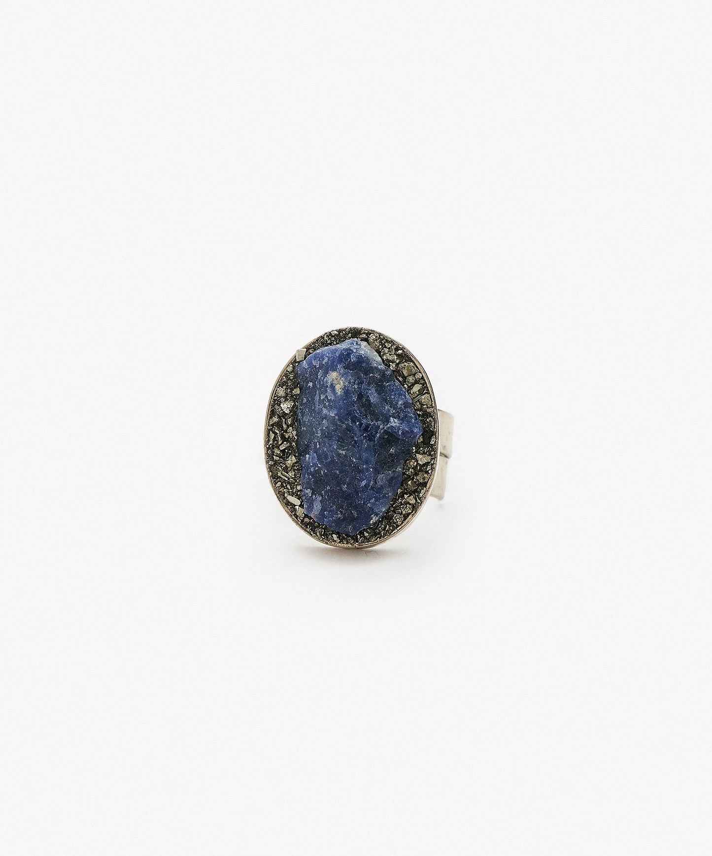 ANILLO GEOMETRICO OVALO DE SODALITA