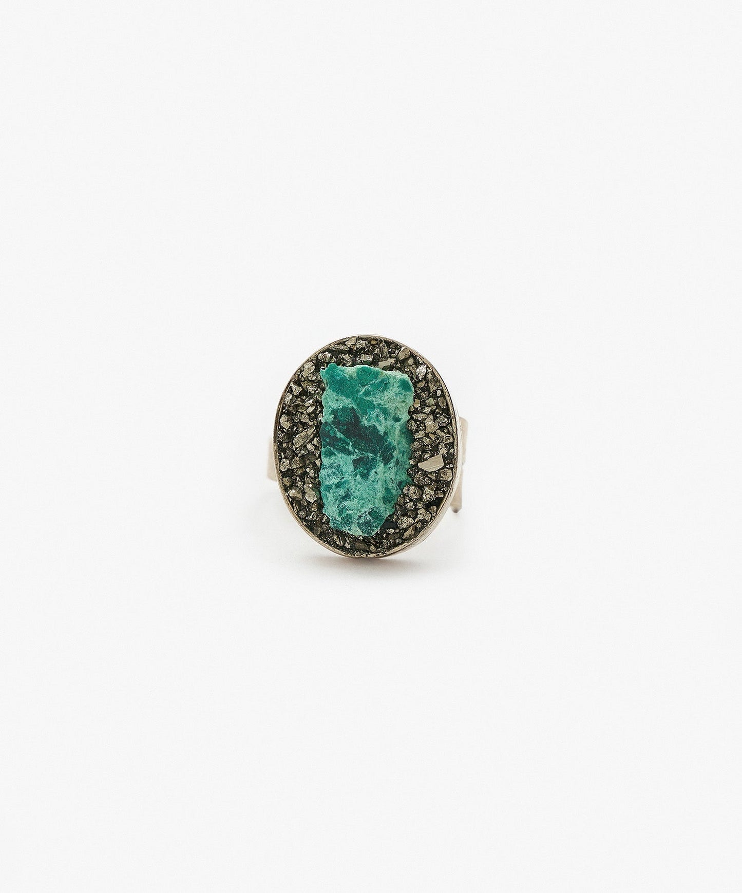ANILLO GEOMETRICO OVALO DE CRISOCOLA