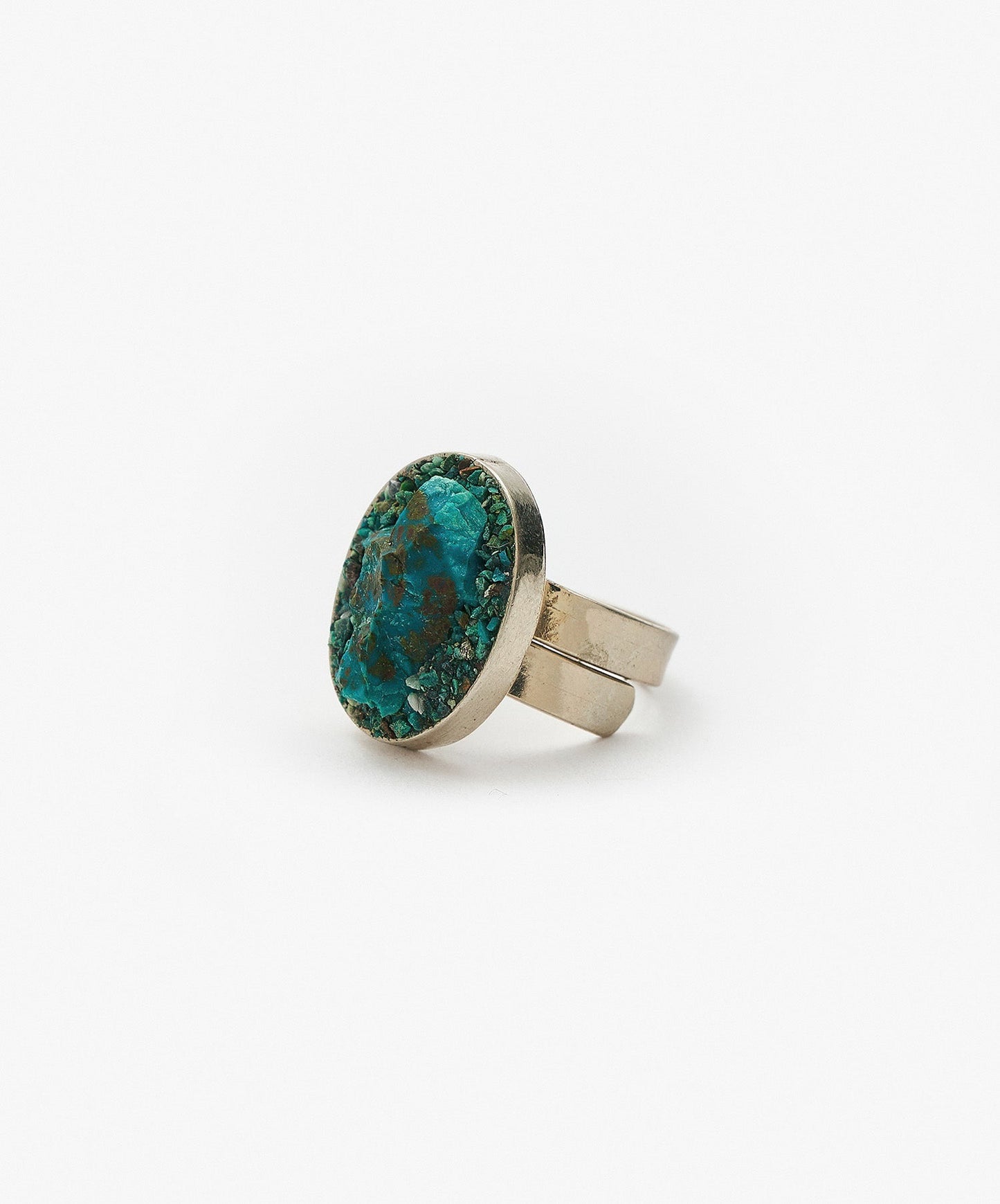 ANILLO GEOMETRICO OVALO DE CRISOCOLA
