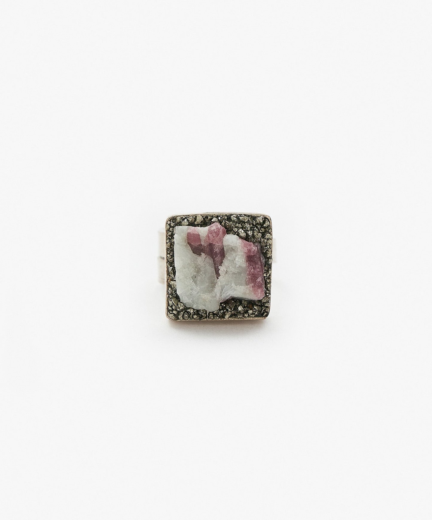 ANILLO GEOMETRICO CUADRADO DE TURMALINA ROSA