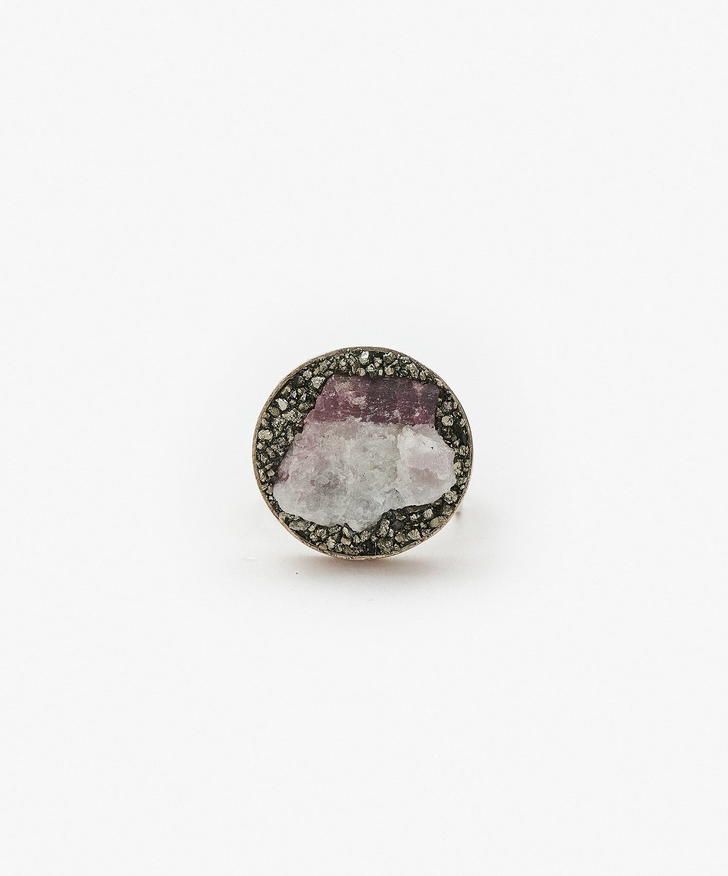 ANILLO GEOMETRICO CIRCULO DE TURMALINA ROSA