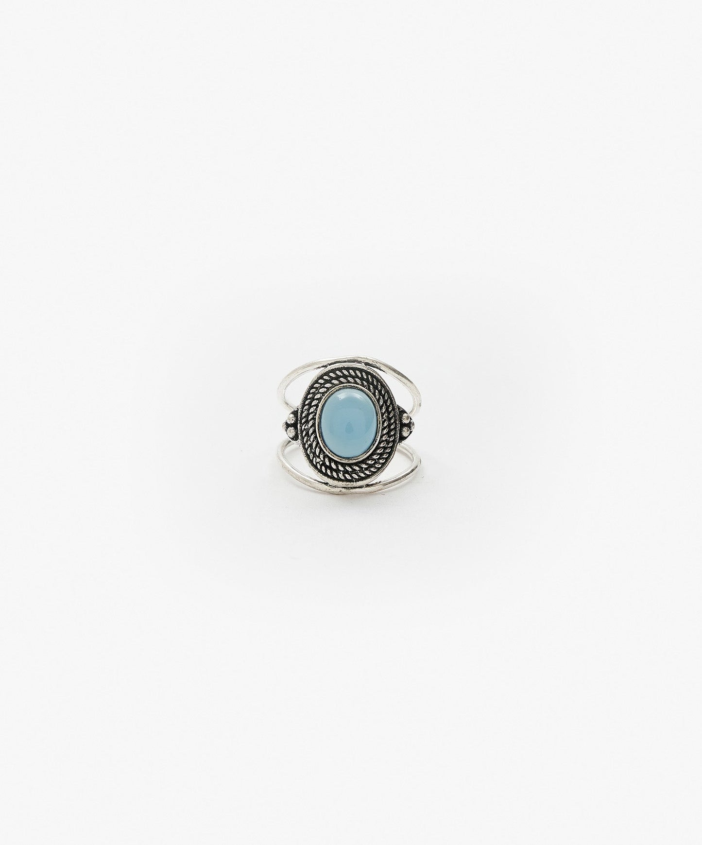 ANILLO TARUMI DOBLE DE AGATA AZUL