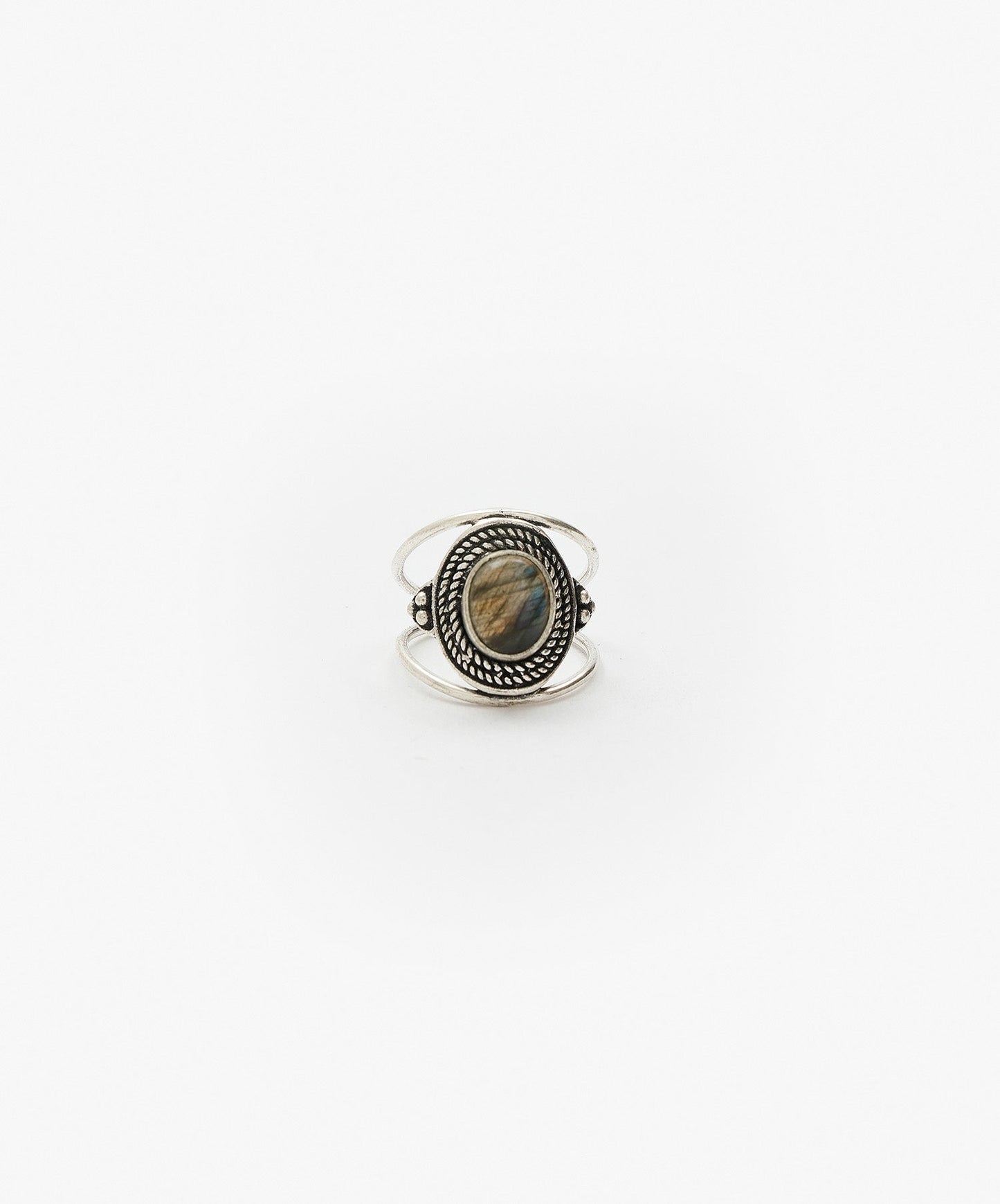 ANILLO TARUMI DOBLE DE LABRADORITA