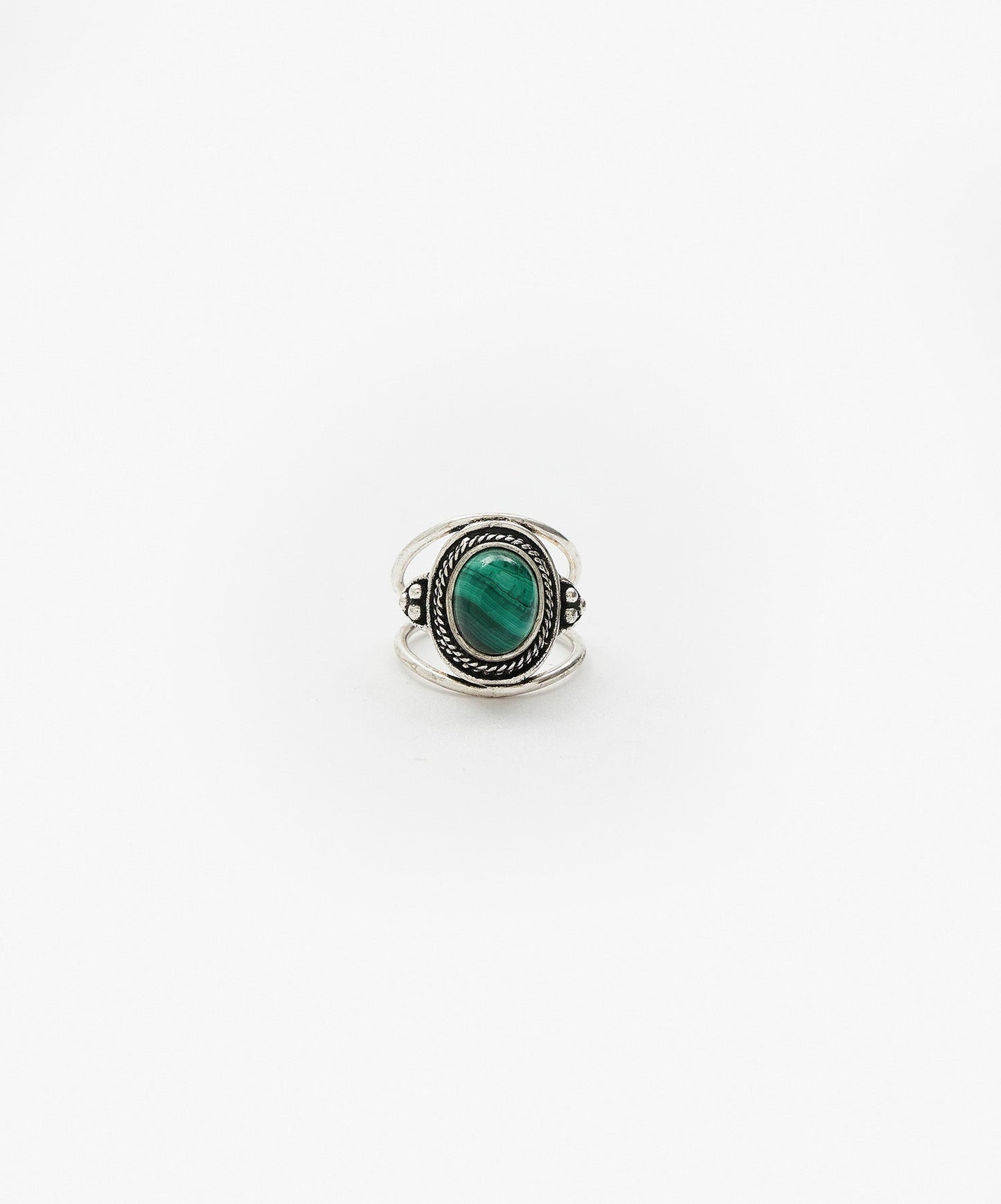ANILLO TARUMI DOBLE DE MALAQUITA
