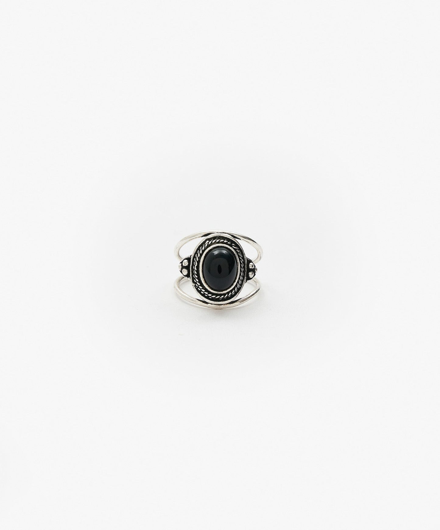 ANILLO TARUMI DOBLE DE ONIX NEGRO