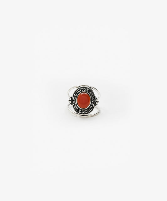 ANILLO TARUMI DOBLE DE AGATA CORNALINA