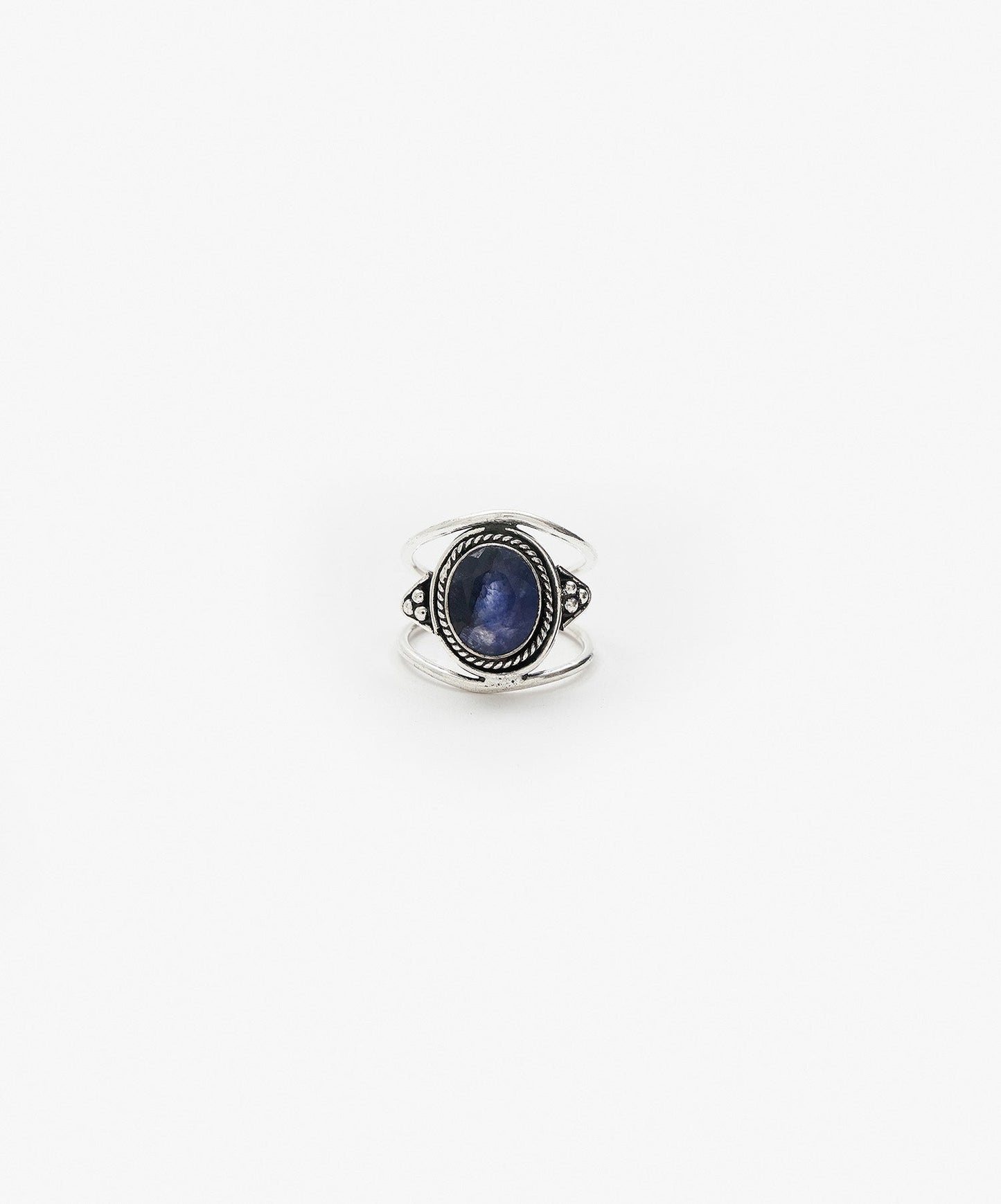 ANILLO TARUMI DOBLE DE ZAFIRO AZUL FACETADO