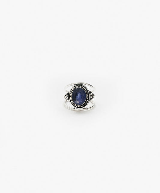 ANILLO TARUMI DOBLE DE ZAFIRO AZUL FACETADO
